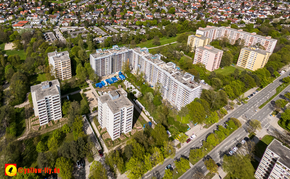 04.05.2023 - Luftbilder von der Fassadensanierung an der Kurt-Eisner-Straße in Neuperlach